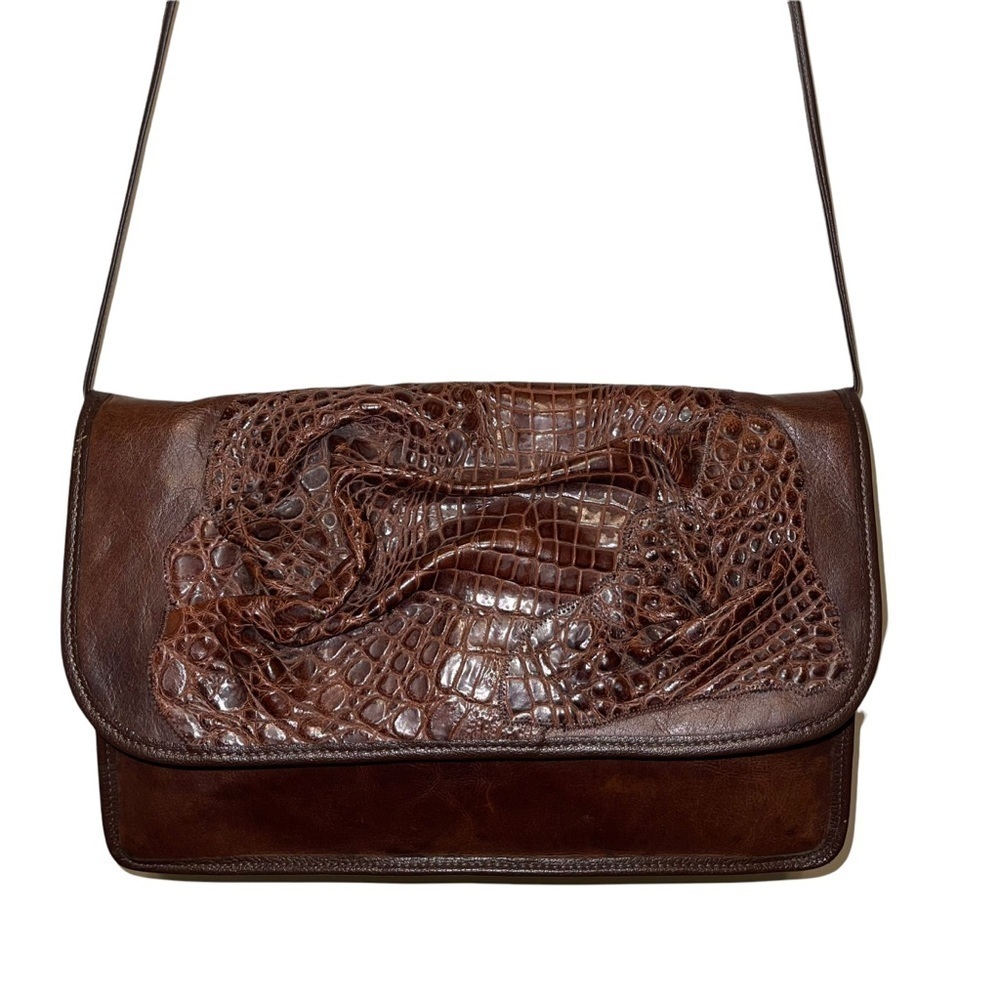 Carlos Falchi Alligator Brown Leather Bag